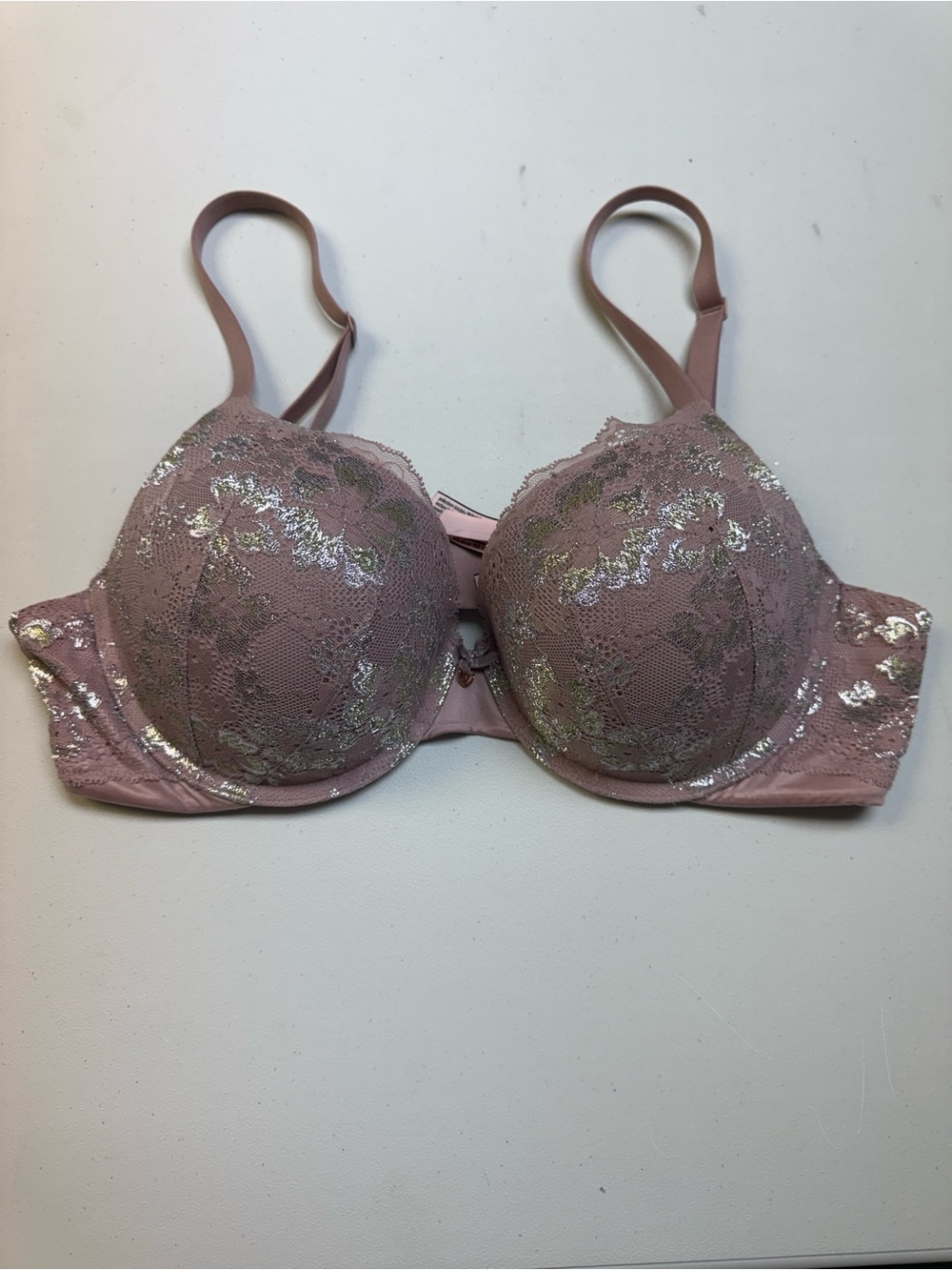 Victoria’s Secret - Body by Victoria Perfect Shape Pink and Metallic Lace Bra